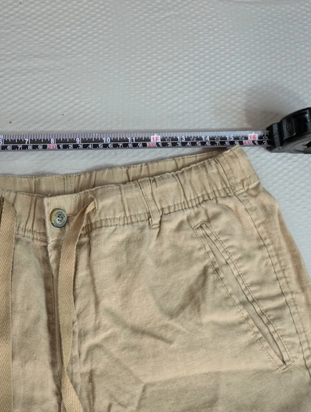 Tasso Elba Mens M 100% Linen Pants 31x27 Beige Oatmeal Straight Leg Trousers
